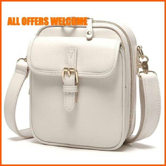 Vegan Leather Crossbody Bag with Card Slots, Adjustable Strap, Multi-Pocket - Picture 2 of 8